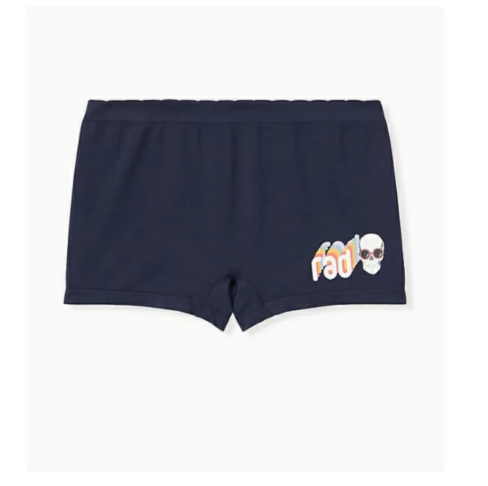 RAD SKULL NAVY SEAMLESS BOYSHORT PANTY